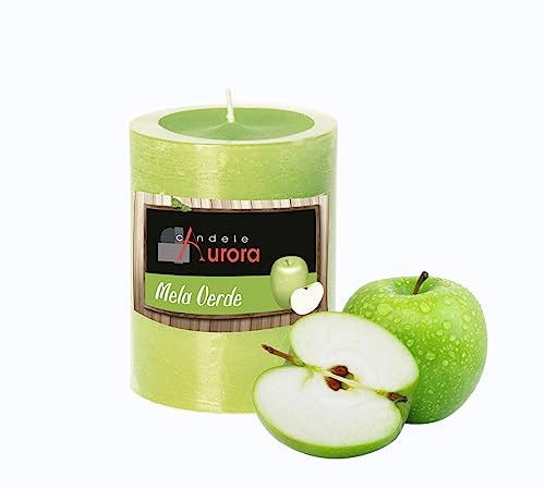 Candela Bassa Verde, Profumo Mela Verde, 6,8x6,8x9 cm