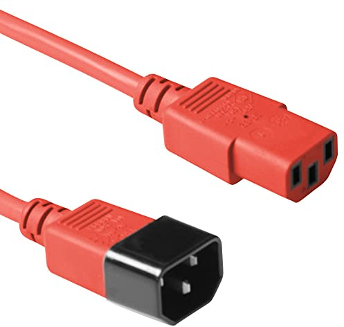 ACT Power Cable 1.2m, C13 to C14 Extension Cable for Cold Devices, IEC Male to Female 3 Pin Power Cable- AK5105 Red