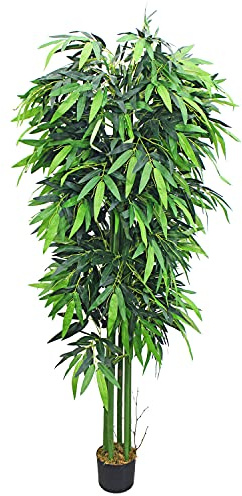 Bambou Grande Géant Plante Arbre Artificielle Artificiel Plastique 210cm avec Bois véritable Domaine Interne Decovego