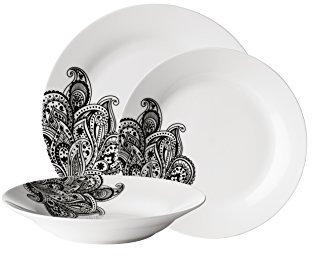Premier Housewares Service de table 12 pièces blanc/noir