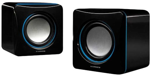 Vivanco IT-SP 2.0 tragbarer Stereo Lautsprecher für Notebook (3,5mm Klinkenstecker) inkl. USB Stromversorgung schwarz/blau