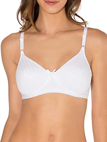 Fruit of the Loom Womens Lightly Lined Wire-Free Bra, White Stripe, 36A