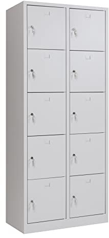 furni24 Schließfachschrank Schließfach Wertfachschrank Personalschrank Wertfach Spind 190 cm x 80 cm x 45 cm grau RAL 7035 **fertig montiert** Verschiedene Ausführungen