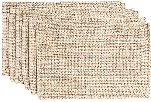 Sweet Home Collection 100% Cotton Placemats for Dining Room Rectangle Two Tone Woven Fabric 13 x 19 Soft Durable Table Mat Set, Set of 6, Eggshell