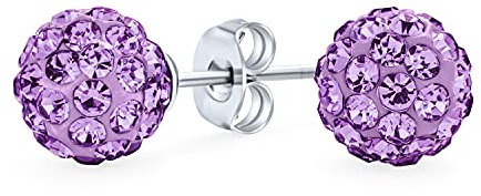 Eleganti Orecchini A Perno In Argento Sterling .925 Rotondi 8MM Con Scintillante Pavé Di Cristalli A Sfera Disco Per Donne E Adolescenti In Molti Colori