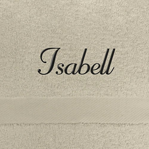 digital print Saunahandtuch mit Namen Isabell Bestickt, 100x180 cm, beige, extra Flauschige 550 g/qm Baumwolle (100%), Badetuch mit Namen besticken, Saunatuch mit Bestickung