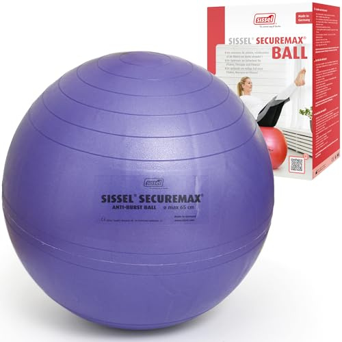 SISSEL® SECUREMAX® Gymnastikball | Fitness & Therapie Ball | Belastbar bis 500 kg | 100% PVC & recyclebar | SECUREMAX-Sicherheitssystem | Inkl. Übungsposter & Stöpselheber