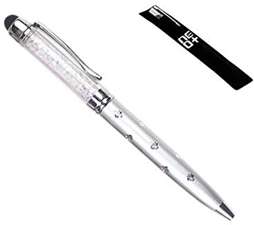 2-in-1-Kapazitive Touchscreen-Eingabestift und Kugelschreiber mit Swarovski-Kristallen, mit 1 Nachfüllern Silber