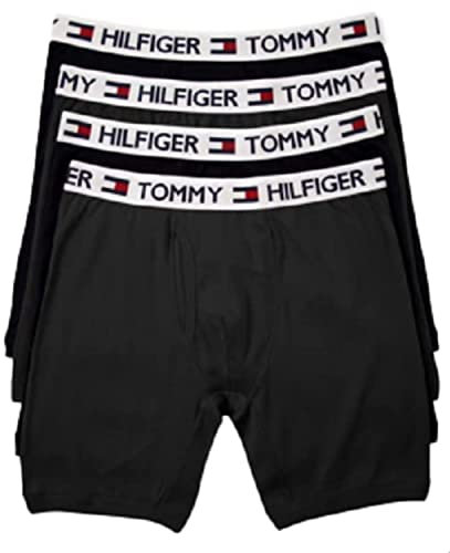 Tommy Hilfiger Men's 4 Pocket Boxer Brief, Black, Medium