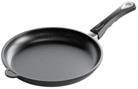 AMT Gastroguss Bratpfanne 28 cm Ø Schwenkpfanne 4 cm hoch, fester Stiel, nicht induktionsgeeignet, Lotan® Antihaft-Veredelung, Gusspfanne (Aluguss), AMZN-428