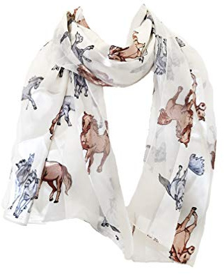 Pamper Yourself Now Creme glänzend dünne Schal Pferd Laufen (Cream Running Horse Shiny Thin Pretty Scarf)
