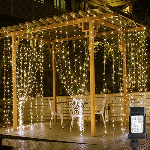 Lighting EVER 594 LED Curtain Lights, 20 x 10 ft Plug in Hanging Fairy String Lights, Wedding Party Backdrop Lights, Twinkle Lights for Wall, Patio, NOT Connectable (XL Size, 27 Strings, 9 Apart)