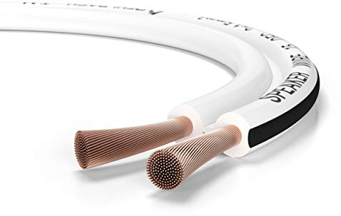 Oehlbach Speaker Wire SP-15 - Stereo HI-FI Lautsprecherkabel, Boxenkabel mit OFC (sauerstofffreies Kupfer) 2x1,5 mm² Mini Spule Lautsprecher Kabel - 30m weiß