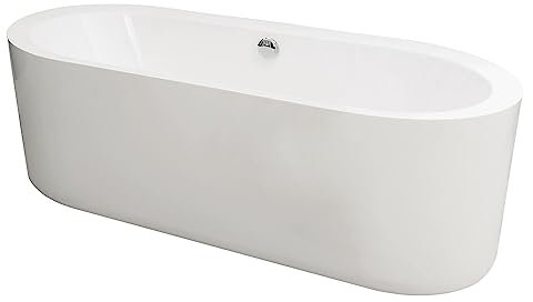 ONDÉE - Baignoire OLERON - baignoire îlot monobloc - 170x80cm - Acrylique renforcé épaisseur 3mm blanc - Contenance 150L - Avec trop plein - Livré sans vidage ni robinetterie