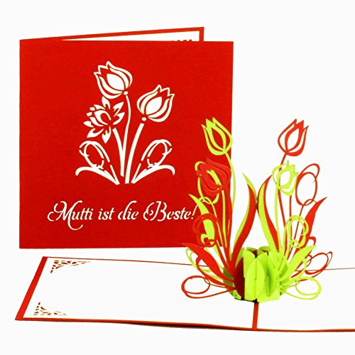 3D Muttertagskarte Mutti ist die Beste - edle Pop-Up Karte für Mama – Muttertagskarten als Gutschein, kleines Geschenk & Geschenkgutschein zum Muttertag