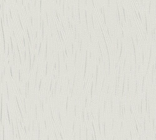 A.S. Création Strukturprofiltapete Simply White 4 Tapete 10,05 m x 0,53 m metallic weiß Made in Germany 307354 3073-54
