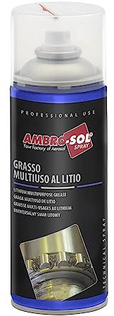 Ambro-Sol - G001 Grasso Spray Multiuso al Litio, Lubrificante per Tutti i Giorni e per Tutti gli Usi, Bomboletta Spray in Banda Stagnata 100% Riciclabile all'Infinito da 400 ml