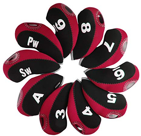 Andux Number Print Golf Iron Club Head Covers with Transparent Window 10pcs/Set