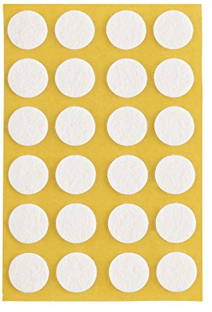 peha Lot de 24 patins en feutre anti-rayures pour vases et objets de décoration autocollants souples 1 mm d'épaisseur Blanc Rond 11 mm