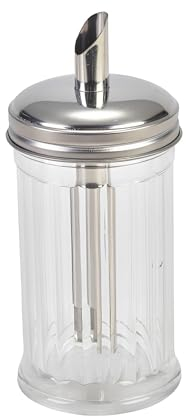 Genware 180-22 80 – 22 Azucarera de plástico transparente con tapa de acero inoxidable