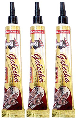 3 Stück Golecha Natural Mehandi Tattoo Tuben (Rot-Braun) 75g
