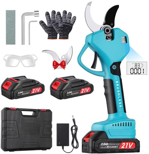 Forbici Potatura Elettriche - 45mm Cesoie Potatura Elettriche Professionali Con 2 21V/2000 mAh Batteria - Forbici a batteria da potatura per Giardinaggio Albero da Frutta