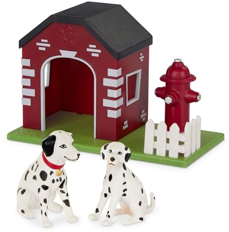TERRA by Battat - Feuerwache Hunde - Spielzeug Feuerwehrhaus - Tier Spielset - Figurenspielset - Dalmatiner Spielzeug - Dalmatiner Figur