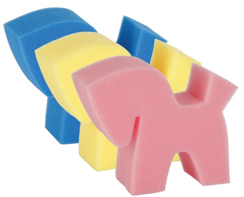 Kerbl Flecki Cleaning Sponge Horse Shape Set of 3 Yellow / Pink / Blue