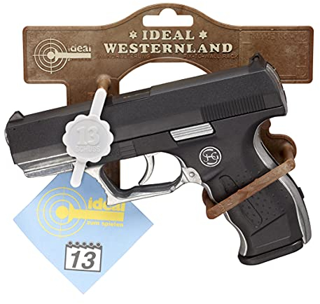 Schrödel J.G. 3060961 Euro-Cop Pistole: Spielzeugpistole für Zündplättchen, ideal für das Polizeikostüm, 13 Schuss, auf Tester, 16.5 cm, schwarz (306 0961)