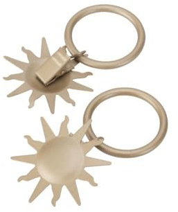 DécoProfi 10x Gardinenringe Vorhangringe mit Klammern Motiv Sonne Matt-Gold Ø 32mm I Ringe für Gardinenstangen bis Ø 28mm I Geeignet für Vorhang-Gardinenstange