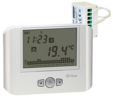 VEMER VE428900 SET MITHOS RF - Set composto da 1 Cronotermostato RF da Parete a Batterie + 1 Attuatore Remoto RF, Bianco