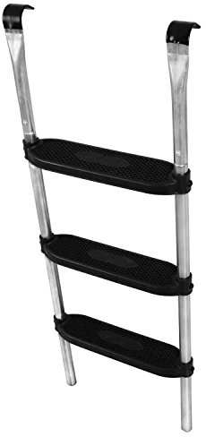 Ampel 24 Trampolin Leiter, 110 cm lang, Silber | Treppe mit 3 Breiten Stufen, praktischer Einstieg für große Gartentrampoline