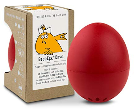 Brainstream BeepEgg Egg Timer, Basic, Cook Perfect Soft, Medium or Hard Boiled Eggs to Your Favorite Tunes Singing and Floating Egg Timer (Red)