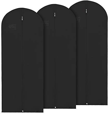 Hangerworld 3 Atmungsaktive Bekleidungsschutzhüllen 152cm Schwarz Kleidersack Kleiderhülle