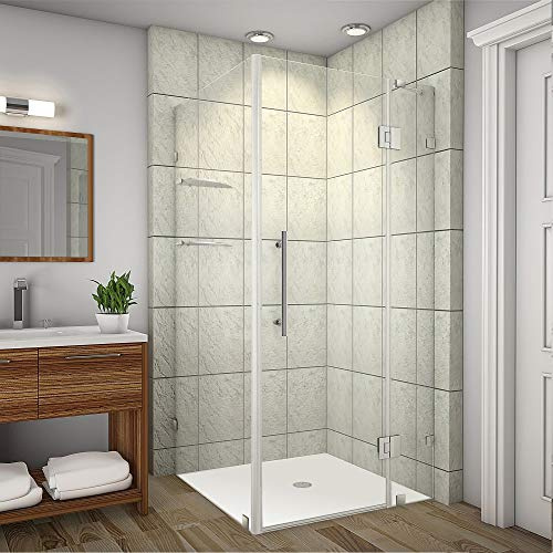 Aston Avalux GS 42 x 38 x 72 Completely Frameless Hinged Shower Enclosure with Glass Shelves, Polished Chrome