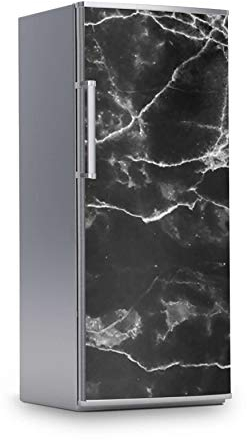 Kühlschrank Designfolie I Dekosticker für Kühlschrankfront - Sticker Aufkleber selbstklebend I Tattoo Küche - Design: Marmor schwarz
