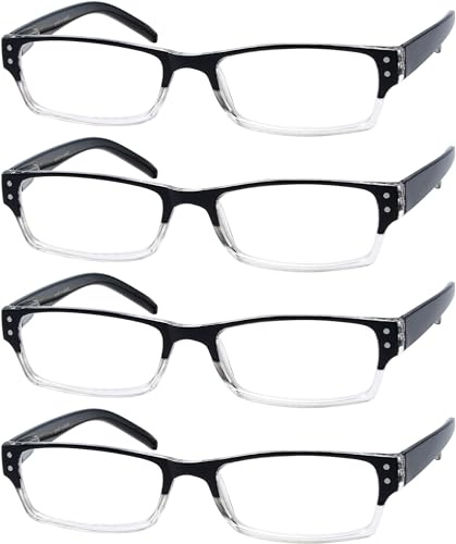 Eyekepper Unisex 4-Pack Reading Glasses | Mens Ladies Reader Eyeglasses, All-Day Comfort Spring Hinges, Fashion Womens Cheaters, Scratch Resistant for Work/Crafts