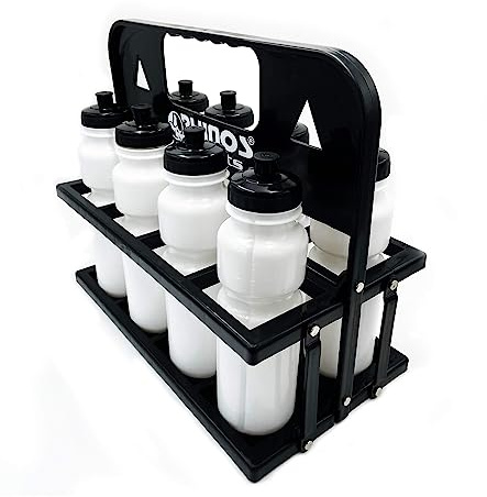 RHINOS sports Trinkflaschen 8er Set 750 ml mit Halter | weiß