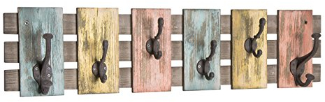 HAKU Möbel Wandgarderobe bunt, Vintage, Massivholz, Metall - Maße: B 81 cm x H 20 cm x T 11 cm, Style: Industrial