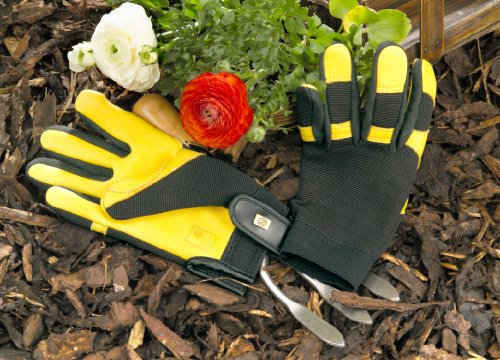 Gold Leaf SOFT TOUCH Deluxe Deerskin Leather Comfortable RHS Gardening Gloves - Gents Size - Great Gift