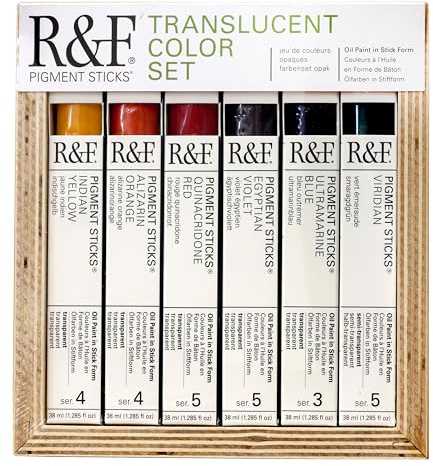 R&F Handmade Paints - Professional Oil Pigment Stick, Translucent Colors, Set of 6