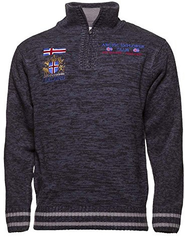 ICEWEAR Thor Men's Sweater 100% Acrylic Scandinavian Style Quarter Zip Light and Comfortable Long Sleeve Outdoor Sweater | Total Eclipse - XXL