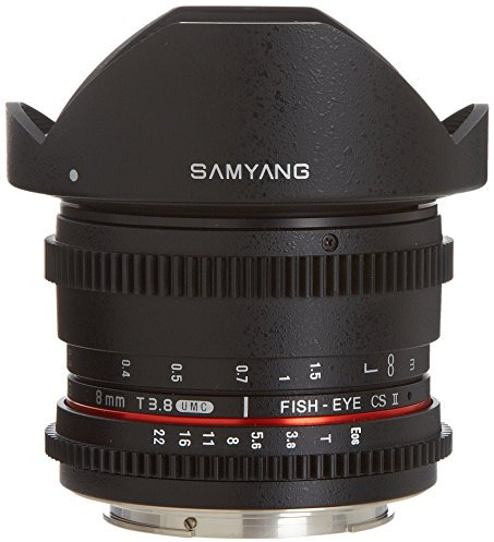Samyang Cine Syhd8mv-c HD 8 mm T/3.8 Objectif fisheye avec Décliquée et Capuche Amovible pour Canon
