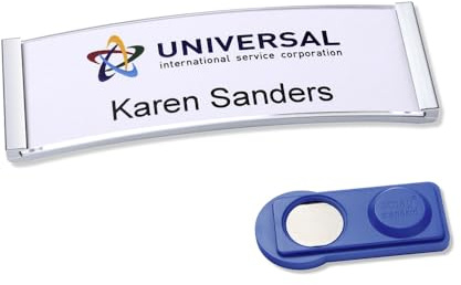 AVERY Zweckform polar20 Namensschilder 20 Stück (68x22mm, 20 Schilder mit Magnet, verdrehsicher, mit blanko Einsteckschildern zum Bedrucken, magnetische Namensschilder für Kleidung) edelstahl matt