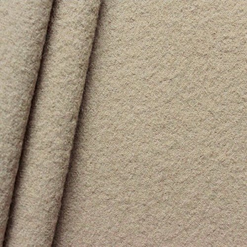 STOFFKONTOR Walkloden Wollstoff Meterware, 100% Wolle, Farbe Beige, Isolierend & Beidseitig verwendbar, 140 cm breit, 350 g/m²