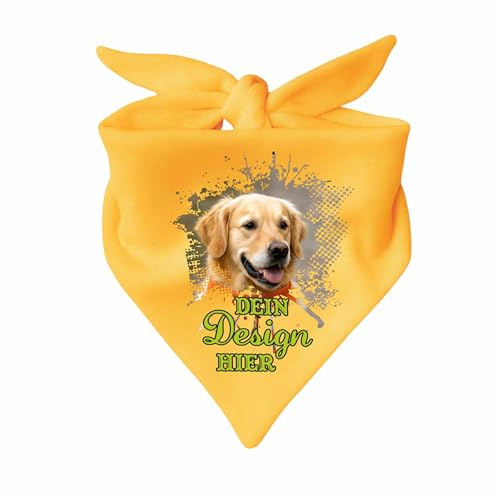 Hunde Dreiecks Halstuch personalisiert mit deinem Wunschmotiv (Fb: gelb) (Gr. 1 (55 cm))