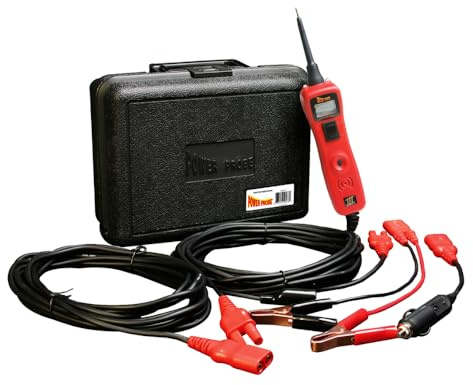 Power Probe 3 strömsonder, fordon, elektrisk kretstestare, bilverktyg med tillbehör, bilmekaniker, verkstad, 12–24 V, digital multimeter, aktiverar komponenter genom att tillhandahålla ström och massa och kontrollera deras kontinuitet PP319FTCRED