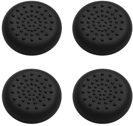 AKORD TPU Thumb Grip Stick Caps – Pack of 4 Black Analogue Covers for Xbox 360, Xbox One, Xbox Series X|S, PS4, PS5 & PS5 Pro Controllers