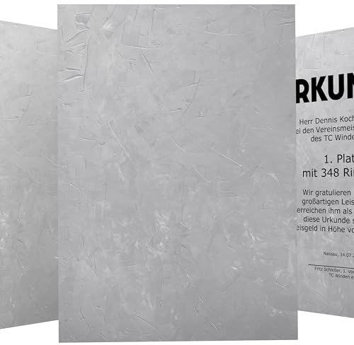Urkundenpapier DIN A4 „Structure Grau“ 190g 15 Blatt Struktur Design grau – beidseitig bedruckt – inkl. Textvorlagen zum Download