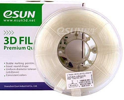 SUN-E eSun 3D Filament - PETG, 1kg / 1.75mm - Natural (natural), Druck Tempe. 230-250 Grad C, Universal für 3D Drucker z.B. MakerBot RepRap MakerGear Ultimaker Mendel Huxlep UP Thing-o-matic